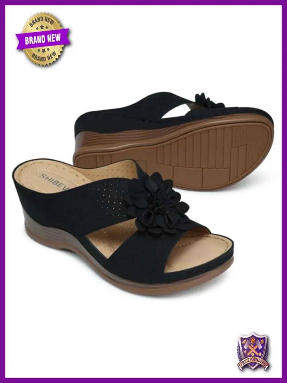 Wedge Sandals with Arch Support Slip-On Open Toe Bohemian Floral Platform